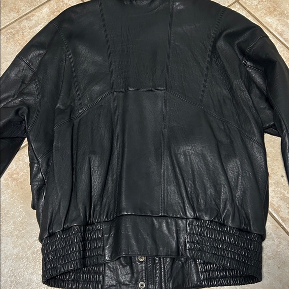 Vintage Gappaccio Leather ZIp Up Aviator Bomber Jacket Unisex size L - Picture 5 of 5